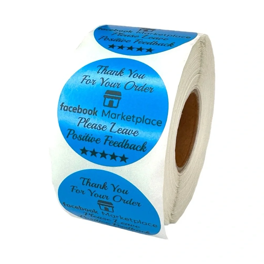 Thank You For Your Facebook Purchase - Stickers / Labels / Seals -2 " ROUND BLUE - Picture 5 of 5